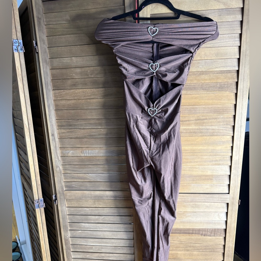 Edikted Brown Men's Dress Pants with Heart Accents